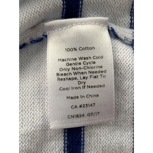 Talbots Striped Cotton Sweater Womans Size 2X Blue White Nautical Whales Beachy - Picture 6 of 9